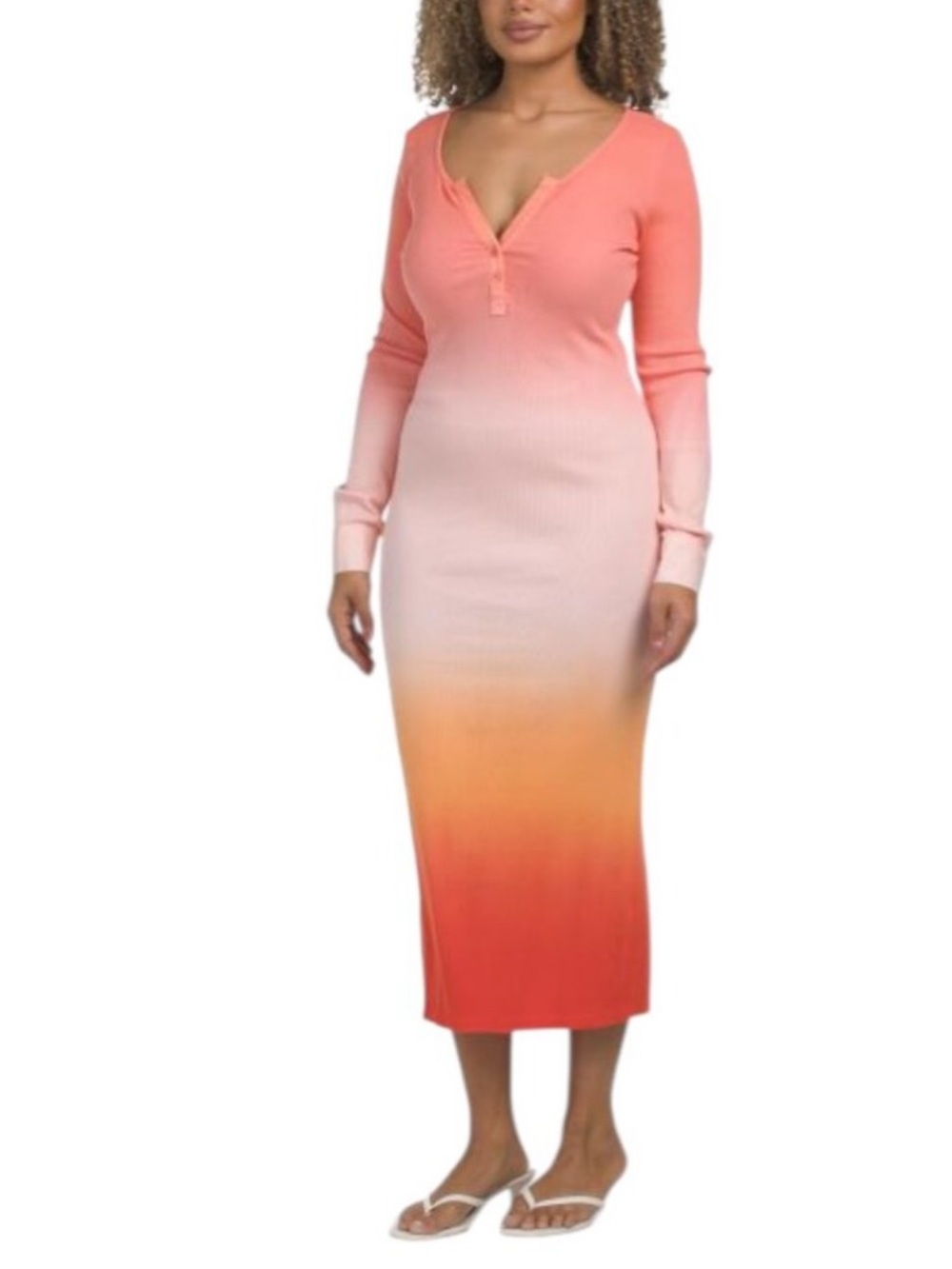 NWT, S, YFB, Young Fabulous & Broke Leo Henley midi dress Solar Ombré color.